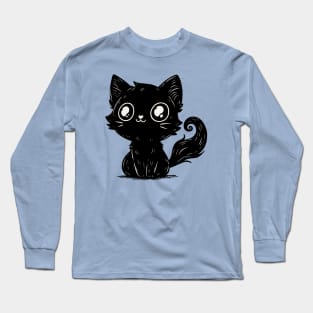 cute black kitten Long Sleeve T-Shirt